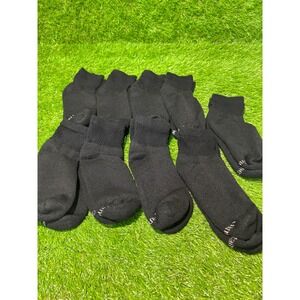 Hanes Kids Boys L Ankle Socks 9 Pair Bundle Black Ribbed Athletic Casual